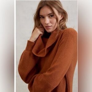Anthropologie 50% Wool HavenCowl Neck Sweater, Rust, XS